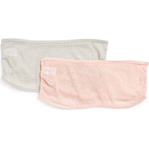 Abound Bras Women’s Sunny Lace Bandeau Pink  And Blue/gray 2 Pack Small